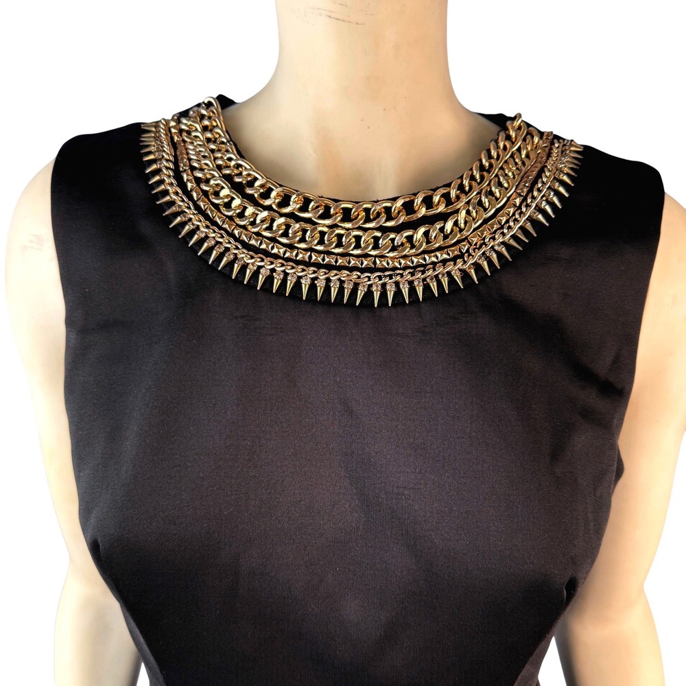Bisou Bisou Dress Size 10 Black Chain Embellished Sheath‎ Bodycon Cocktail Party
